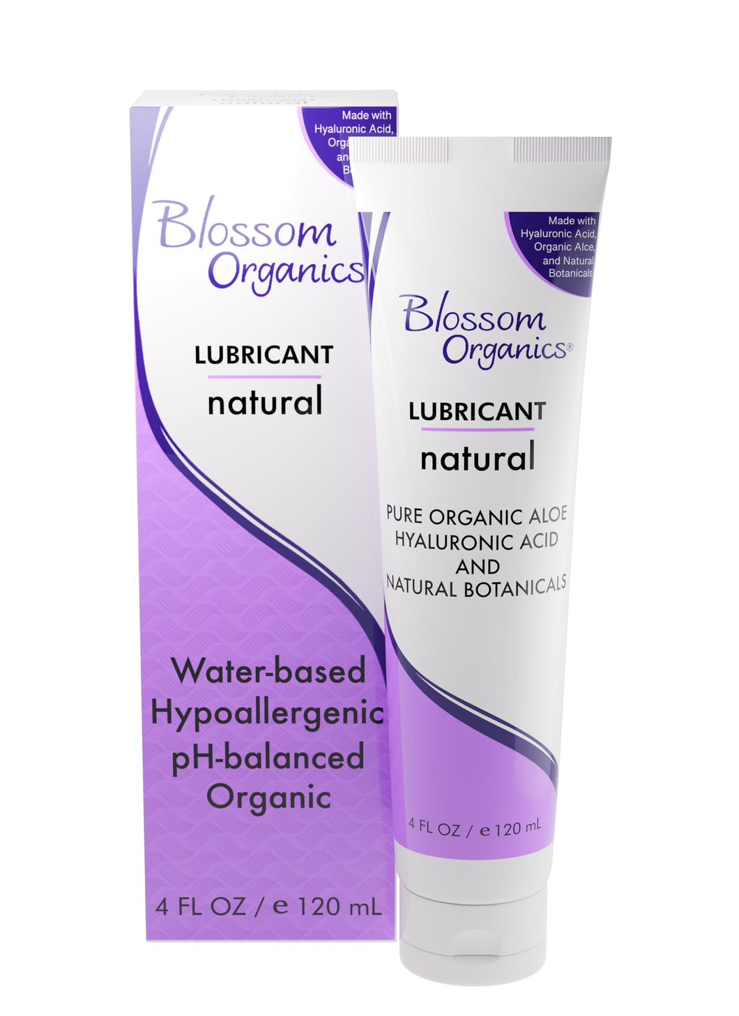 Blossom Lube Organics Personal Lubricant for Women 4 Fl Oz - pH Balanced, Non-Irritating, Water Based Personal Lubricant, Free o