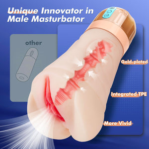 Realistic Pocket Pussy Male Masturbator - Movakativ Sex Toys for Men with 10 Vibrating & 5 Sucking Modes, Vagina Textured 6.7 ''