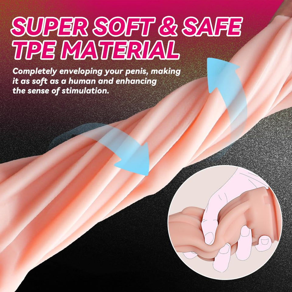 Aiccos Male Masturbator Cup, Quiet Adult Sex Toys for Men Realistic Pocket Pussy Vagina Textured with 7.5in Depth Lifelike Soft