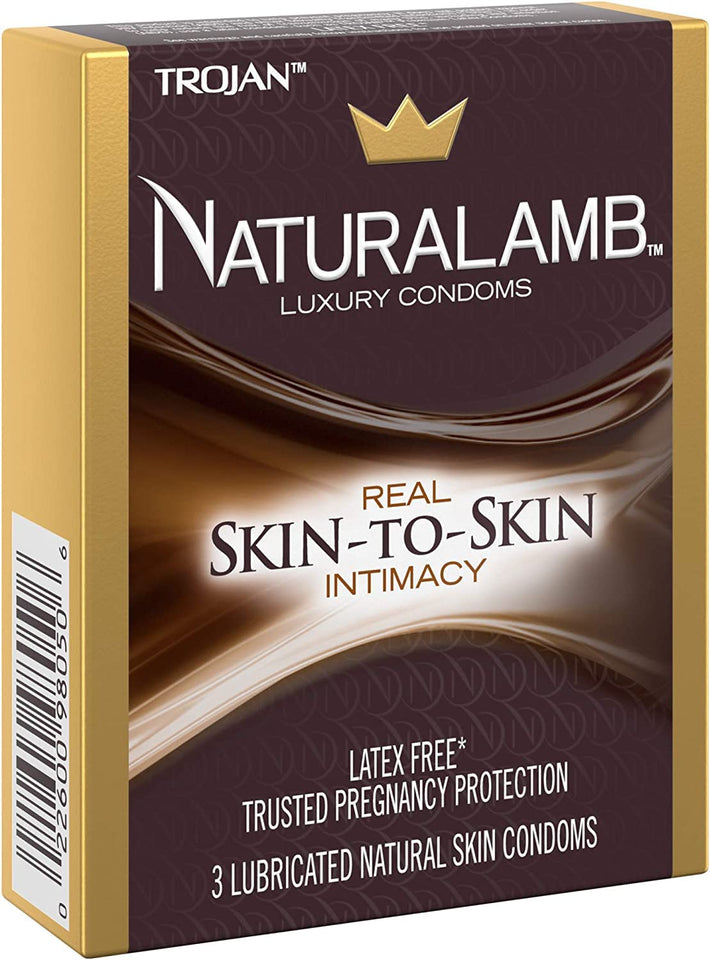 Trojan Naturalamb Natural Skin Lubricated Luxury Condoms - 3 ct, Pack of 5