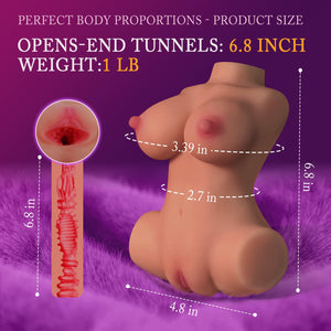 Lenahu Portable Male Masturbator - Realistic Soft Vagina & Boobs, Brown Fantasy Sex Doll Torso, Adult Pleasure Toy for Men
