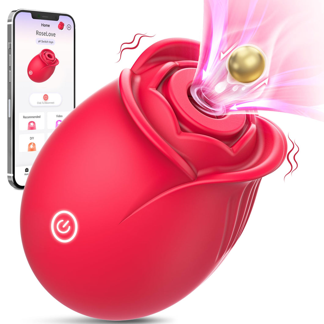 Gasevimo Sex Toys Vibrator Adult Toy - APP Control Rose Sex Toy Adult Toys with 9 Sucking & 9 Vibrating Modes for Women Nipple T