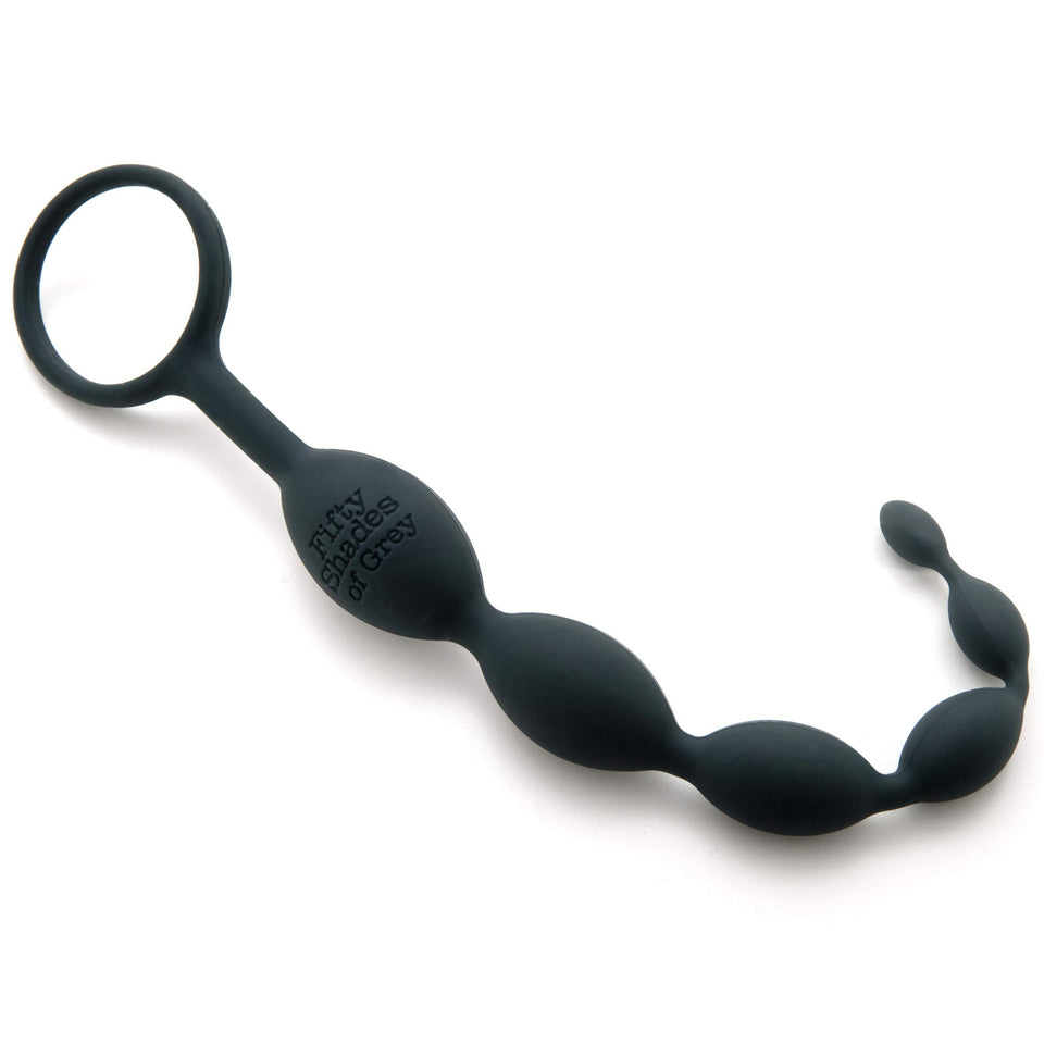Fifty Shades Of Grey Pleasure Intensified Black Silicone Anal Beads - Graduated Size - 7.5 Inch