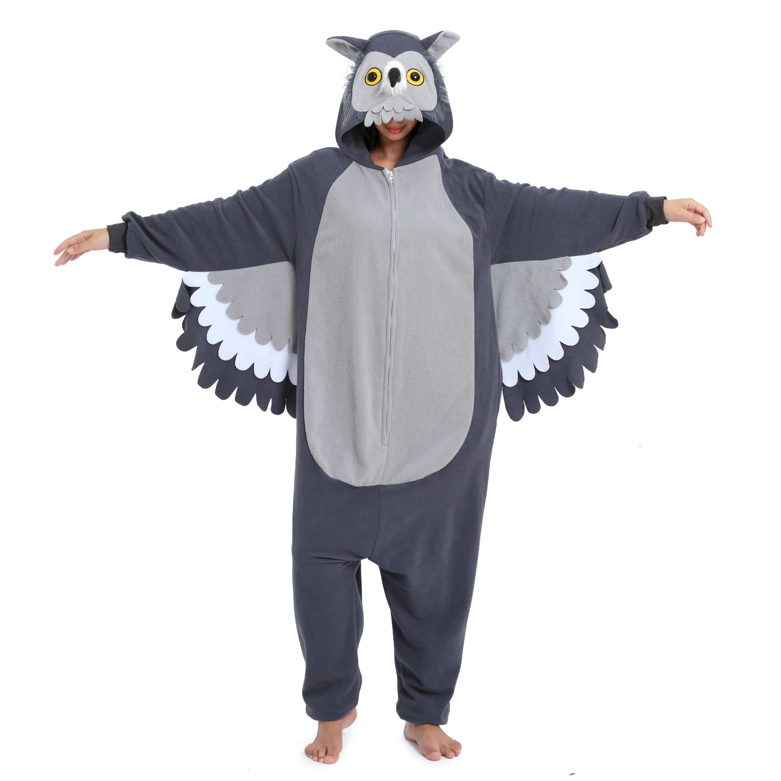 Wishliker Adult Owl Onesie Animal Pajamas Halloween Cosplay Costume Women Men One Piece