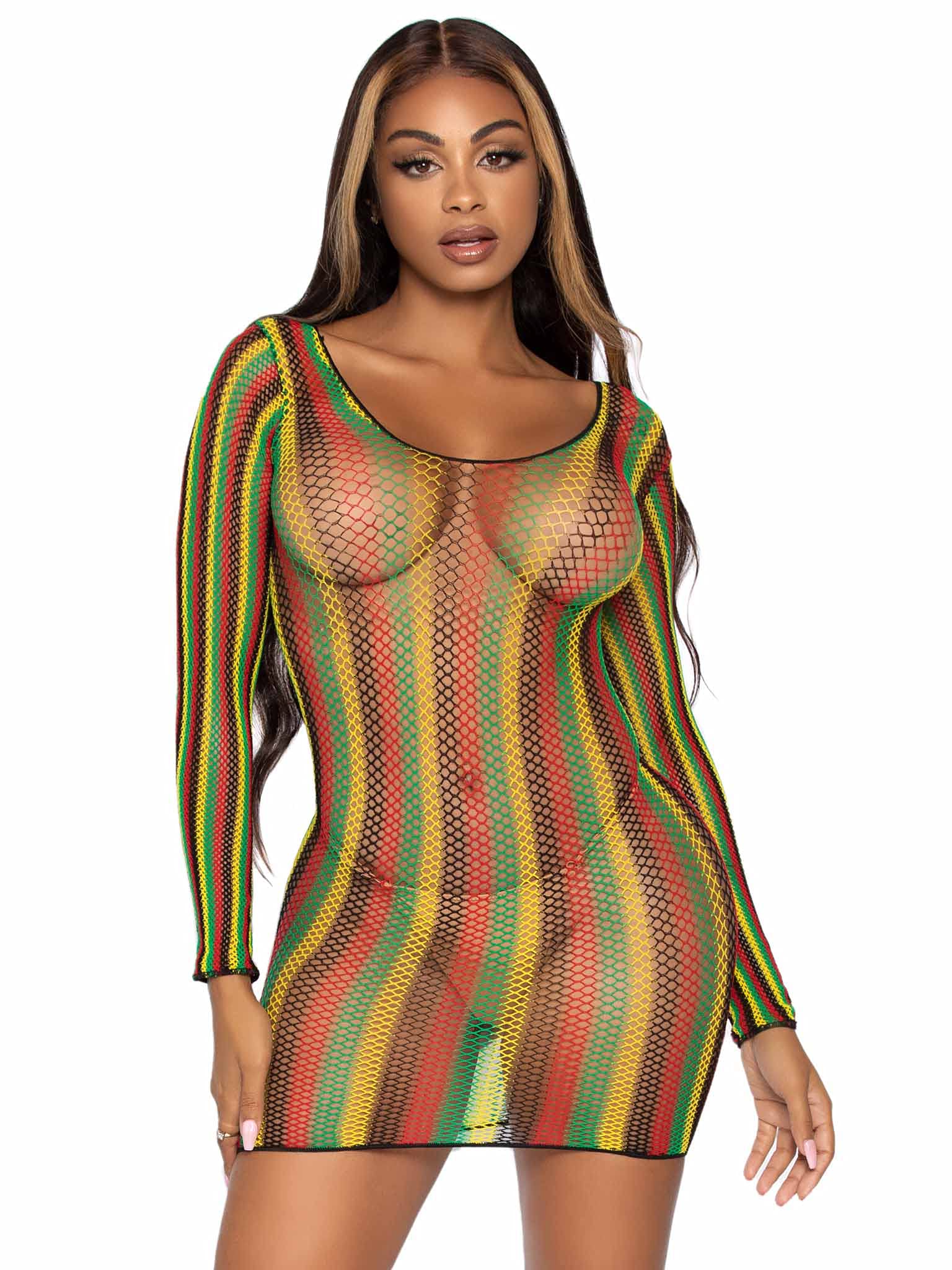 Rasta Net Long Sleeve Mini Dre - O/S / Multicolor