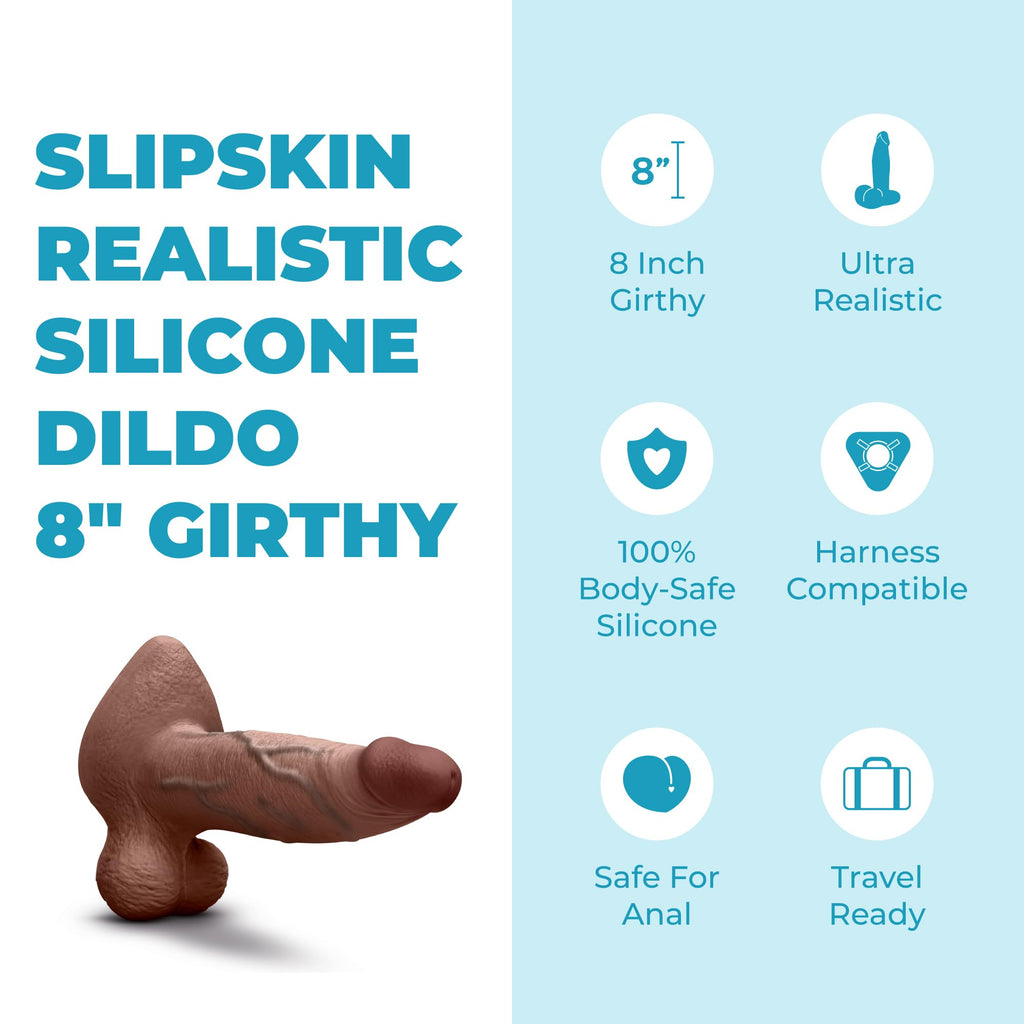 b-Vibe Slipskin Dildo 8in Girthy Brown