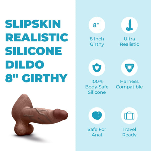 b-Vibe Slipskin Dildo 8in Girthy Brown