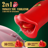 Adult Sex Toys Vibrator, Rose Toy, Rose Sex Stimulator for Women with 10 Vibration Modes and 10 French Kissing Modes, Tongue Sex