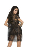 Elegant Moments Em-4333X Eyelash Lace Peignoir Set Includes Babydoll Black / 3X
