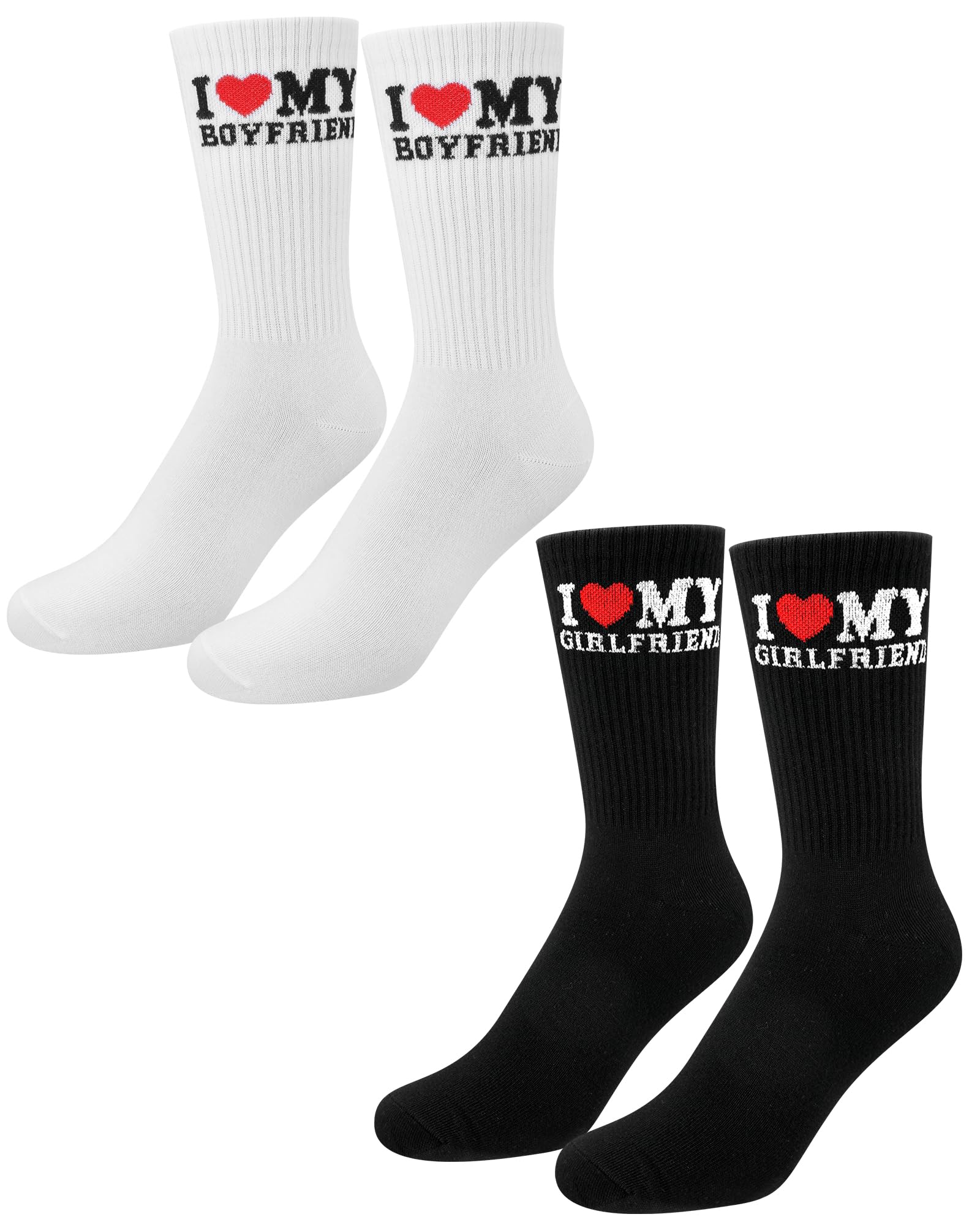 Eurzom 2 Pairs Valentines Day Boyfriend Gifts Funny Couple Socks for Him Her Boyfriend Girlfriend Anniversary Birthday Gifts(I 