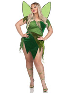 2 Pc Forest Fairy, Includes Patchwork Dress With Adjustable Lace Ups And Tattered Skirt, Leaf Accents, And Shimmer Fairy Wings.