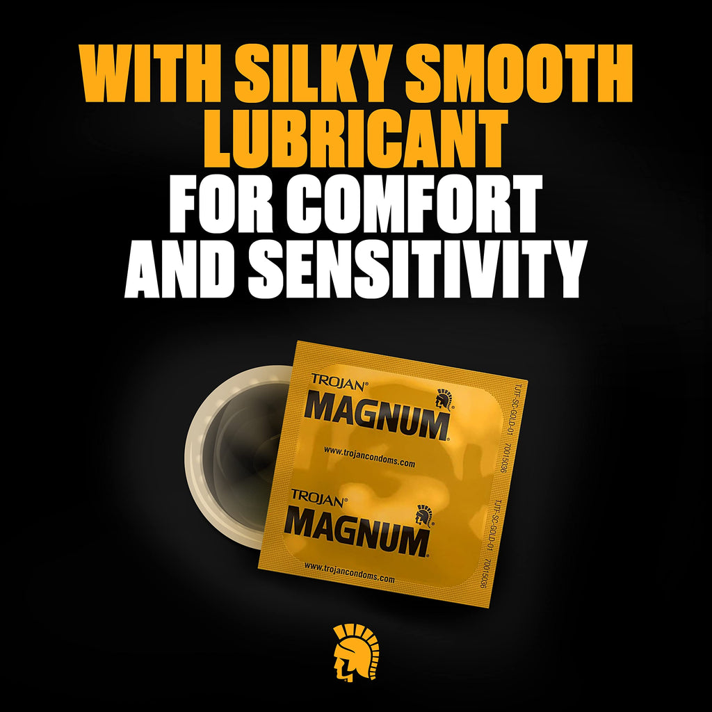 TROJAN Magnum BareSkin Premium Large Condoms, Comfortable and Smooth Lubricated Condoms for Men, Americas Number One Condom, 24