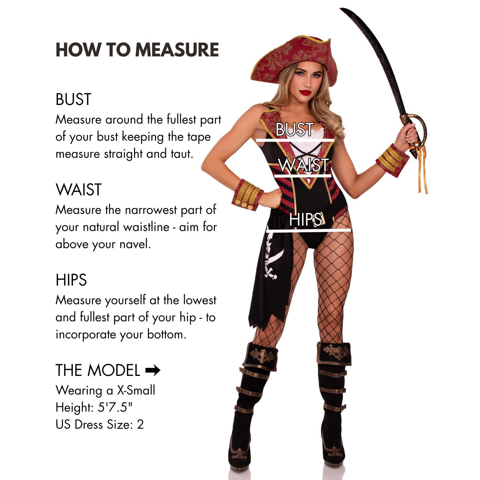 4 Pc Sultry Swashbuckler, Incl - Large / Multicolor