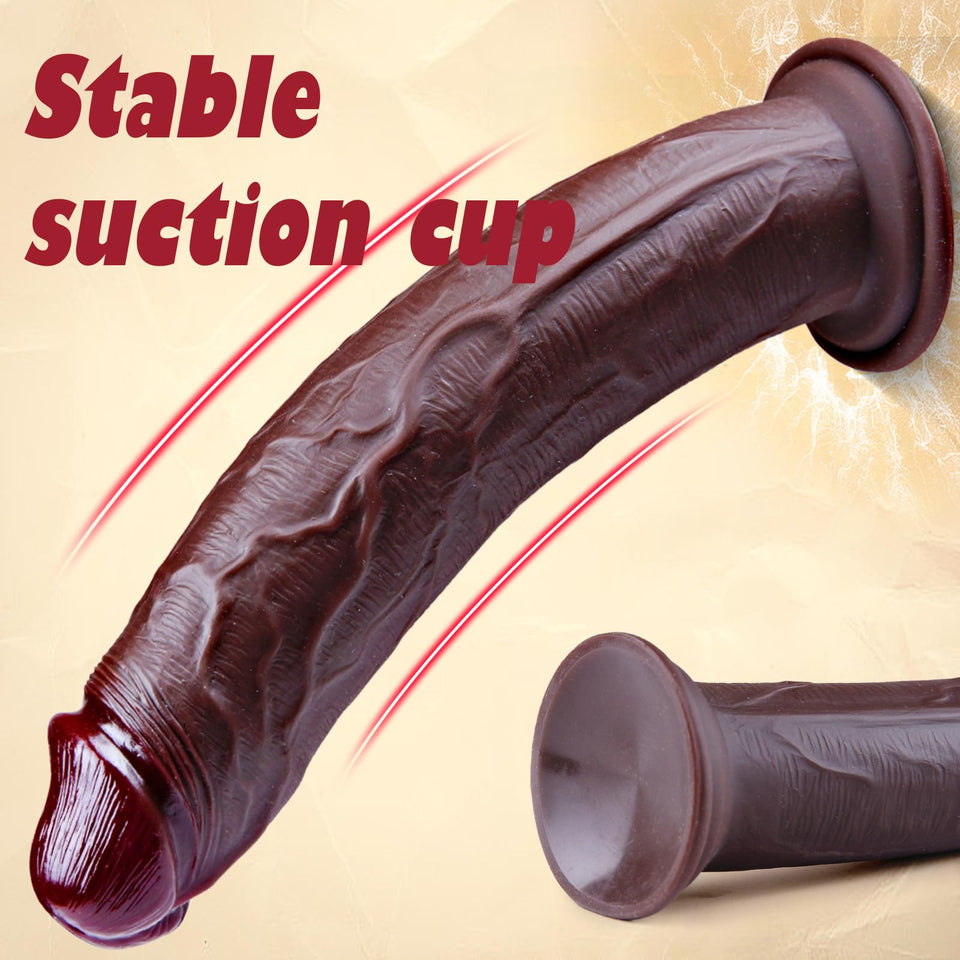 12 Inch Extra Large Thick Giant Realistic Black Dildo with Suction Cup, 1.8 '' Wide XXL Fat Anal Dildo Strap On Female Male Sex