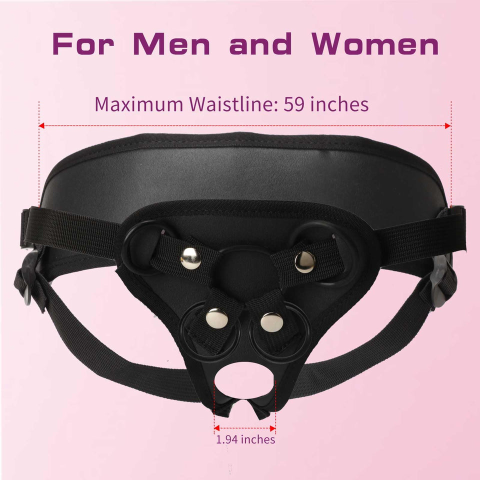 Strap On Dildo Harness, Plus Size Strapon Dildo Harness, Wide Bondage with Holes and 4 Rubber Rings, Adjustable Strap-on Harness