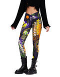 sissycos Women s Halloween Crossover Leggings High Waisted Buttery Soft Printed Tights (Stripe Skull, X-Large)