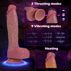 10 Inch Realistic Big Dildo Sex Toys, Large Lifelike Vibrating Dildos with Heating & 9 Vibrations 3 Thrusts for Anal G Spot Stim