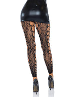 Leopard Lace Footless Crotchle - O/S / Black