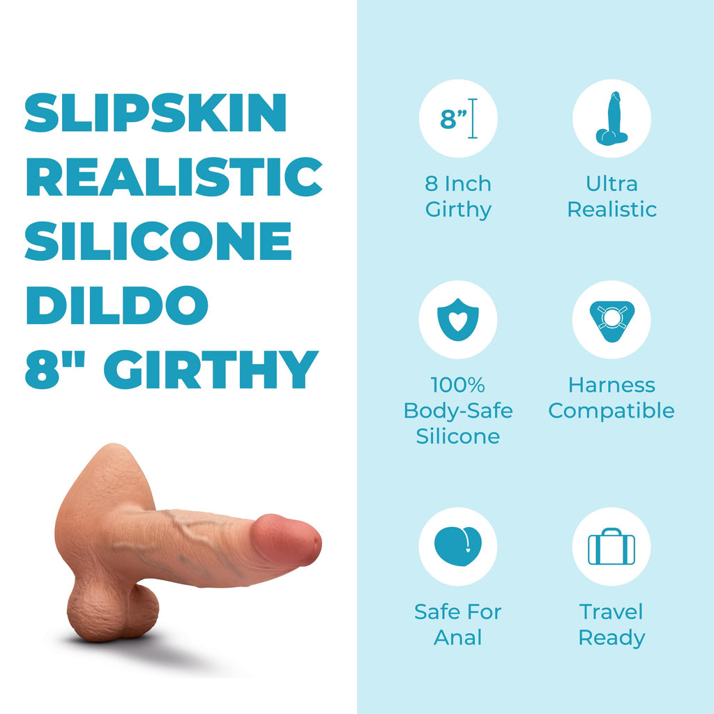 b-Vibe Slipskin Dildo 8in Girthy Mocha