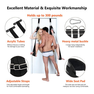 Adult Sex Toys BDSM Door Sex Swing with Seat, 9 Pcs Sex Toys Bondage Set with Penis Ring, Eye Mask, Feathers Whip, DIY Bondage S