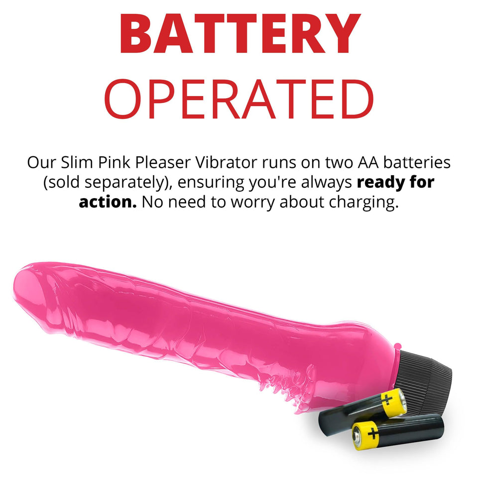 Adam and Eve Slim Pink Pleaser Vibrator Dildo, Realistic Battery Operated Thrusting Stimulator, Insertable Female Sex Toy, Water