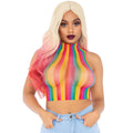 Rainbow net high neck crop top - O/S / MULTICOLOR