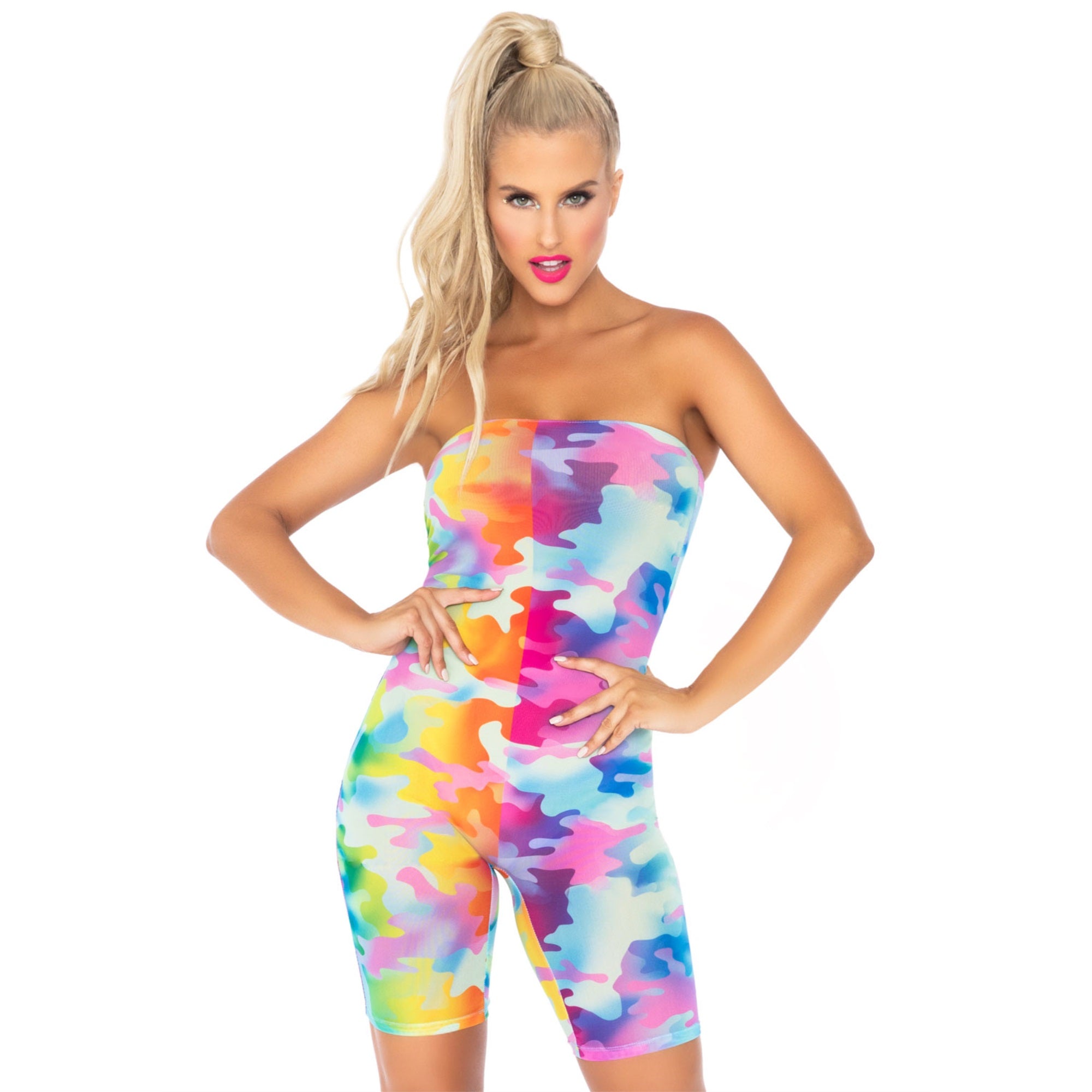 Rainbow camo mesh strapless ro - MED/LGE / MULTICOLOR