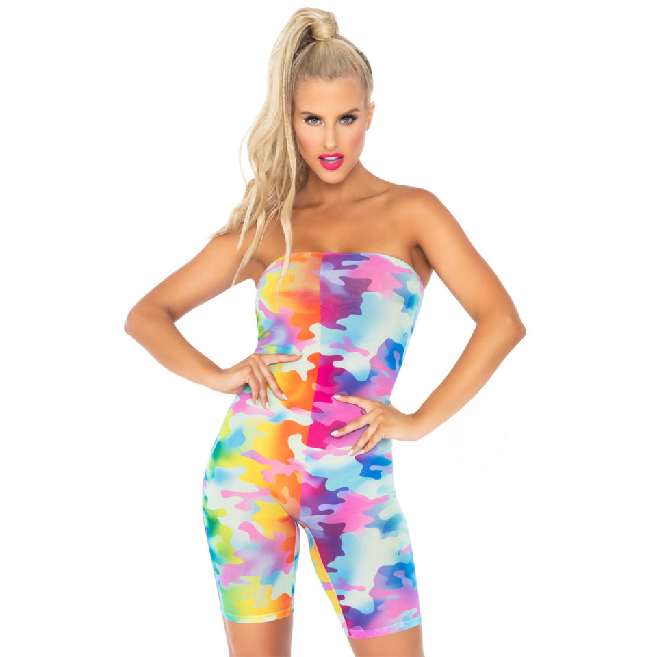 Rainbow camo mesh strapless ro - MED/LGE / MULTICOLOR