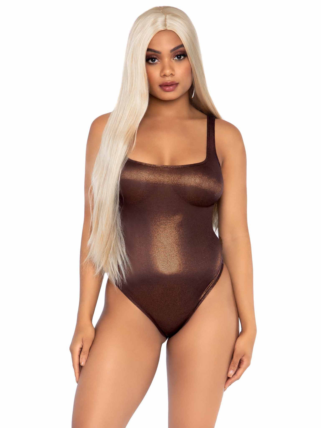 Shimmer spandex snap crotch th - SML/MED / BRONZE