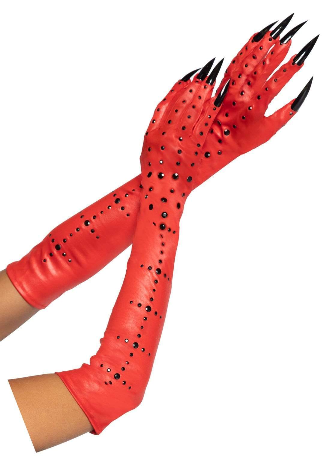 Rhinestone demon claw gloves. - O/S / RED