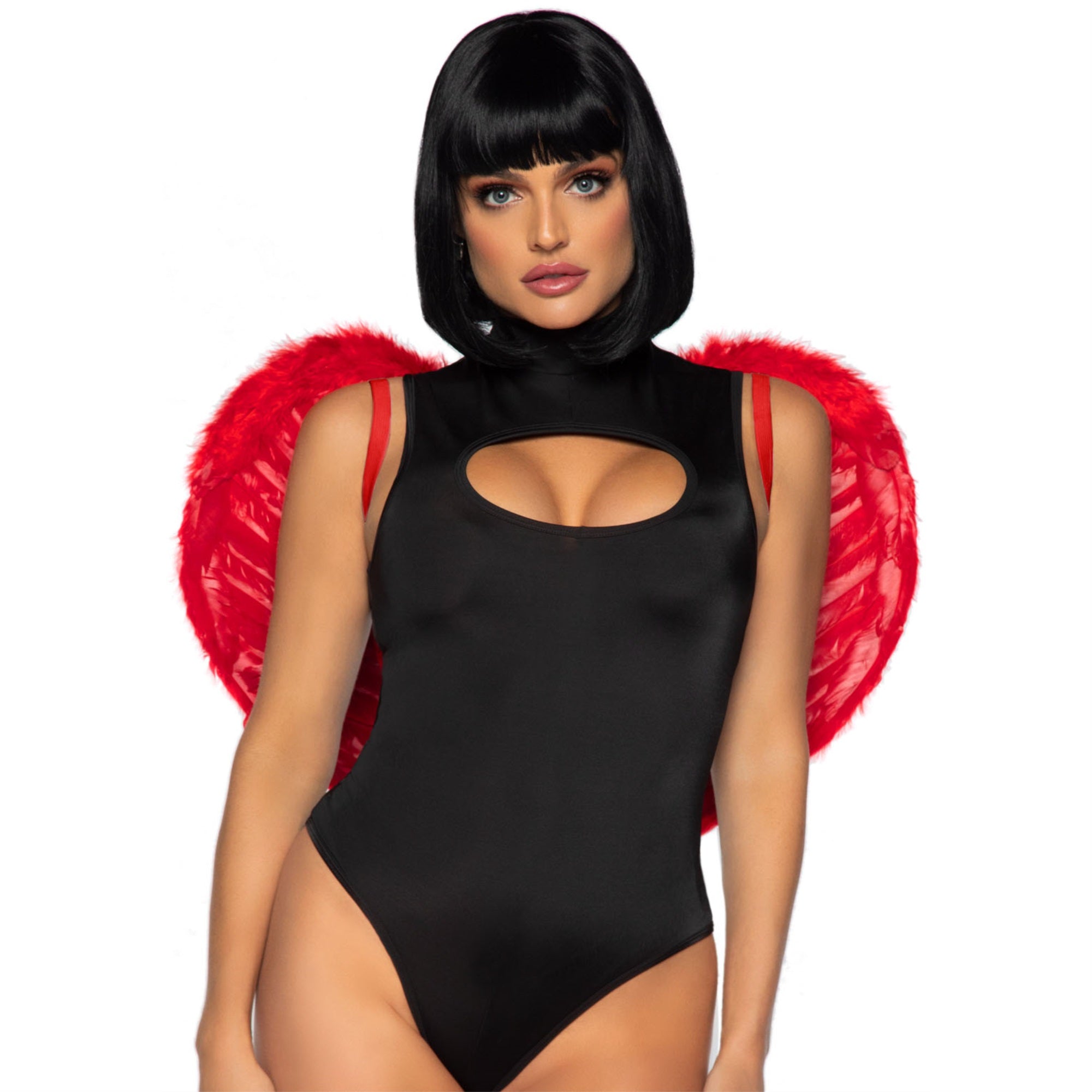 Marabou trimmed feather wings. - O/S / RED