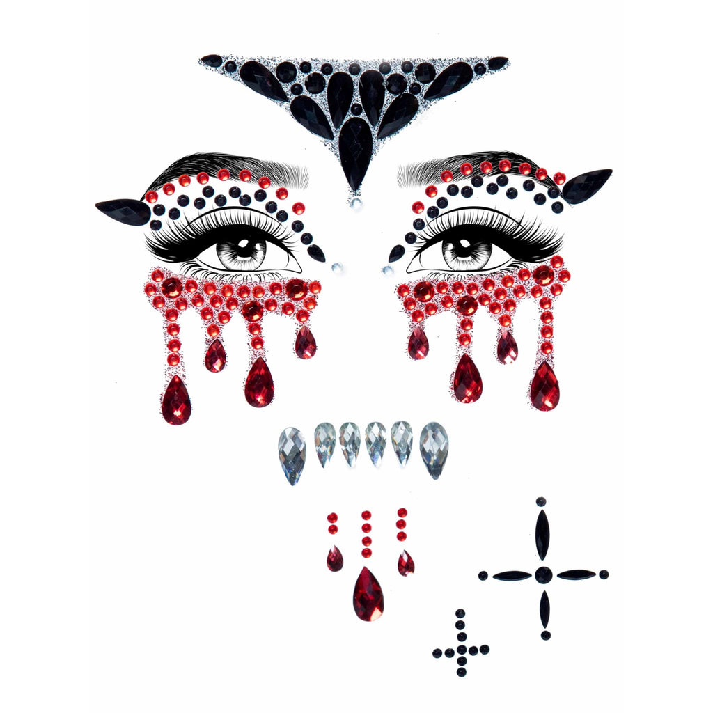 Vampire adhesive face jewels s - O/S / MULTICOLOR