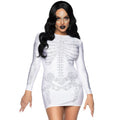 Spandex rhinestone skeleton dr - LARGE / WHITE