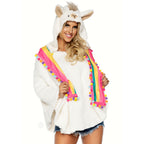 Llama Poncho, features plush p - O/S / MULTICOLOR