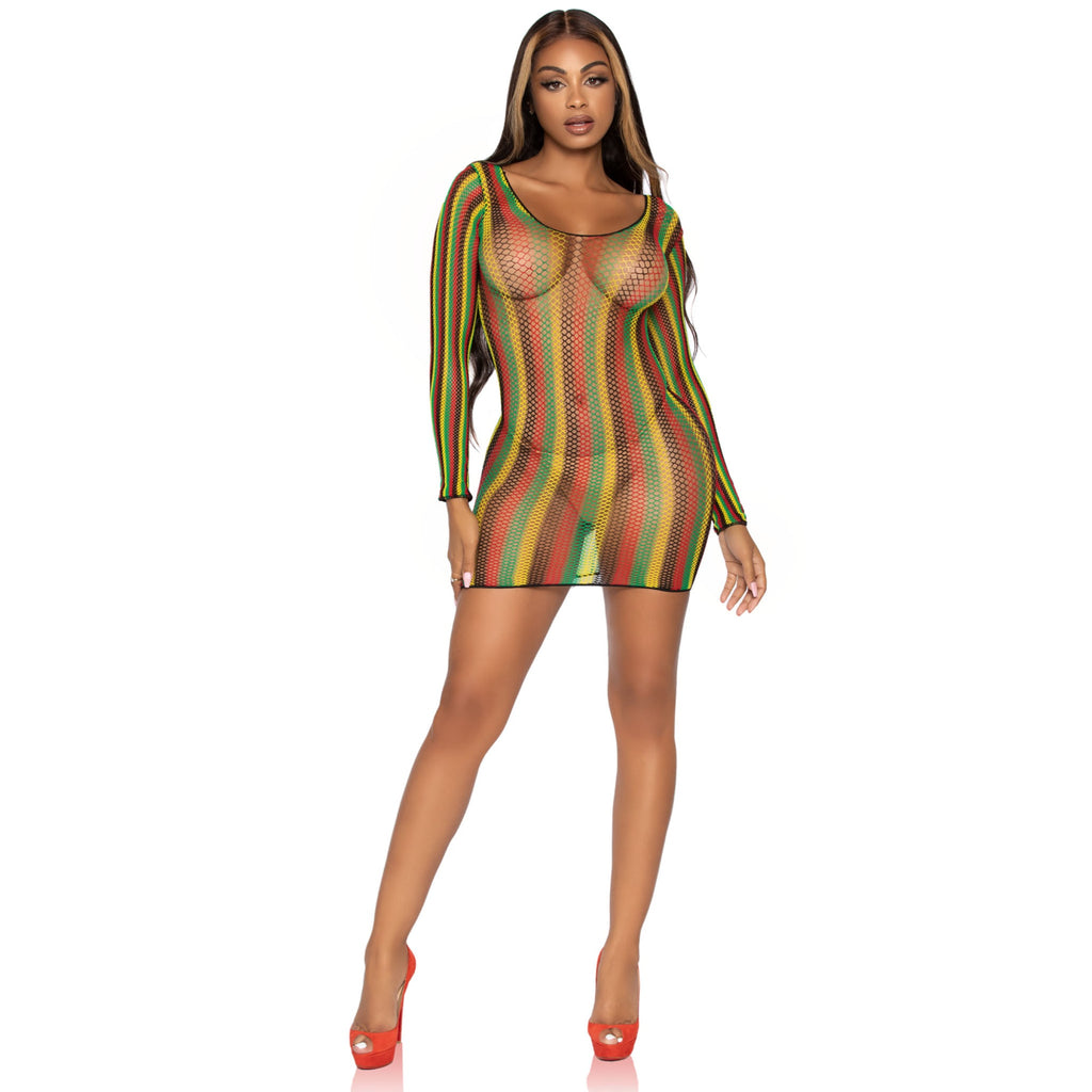 Rasta net long sleeve mini dre - O/S / MULTICOLOR