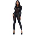 Sheer rhinestone catsuit.