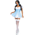 Gingham dress with lace up fro - SMALL / BLUE/WHITE