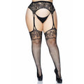 Rhinestone lace top fishnet st