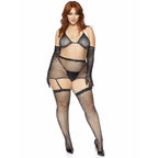 5 PC Rhinestone fishnet garter