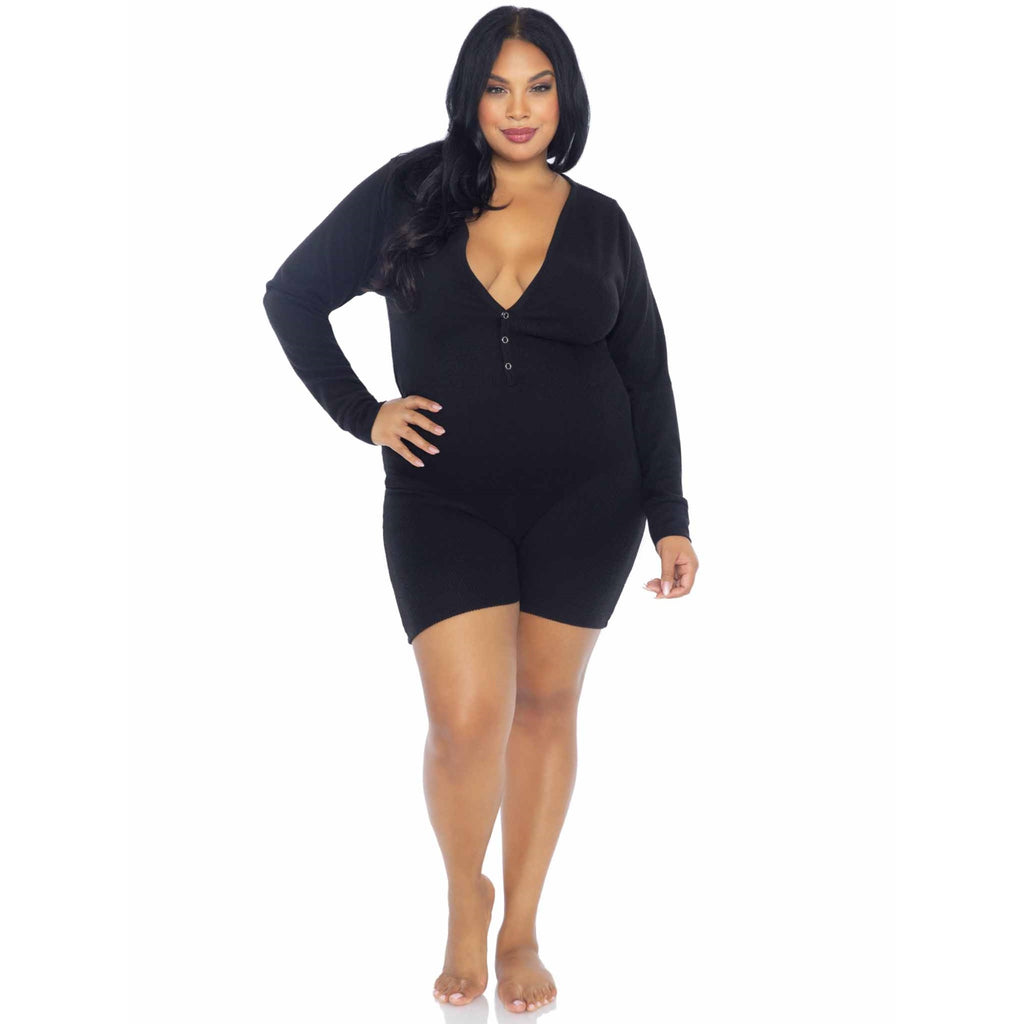 Brushed rib romper long johns