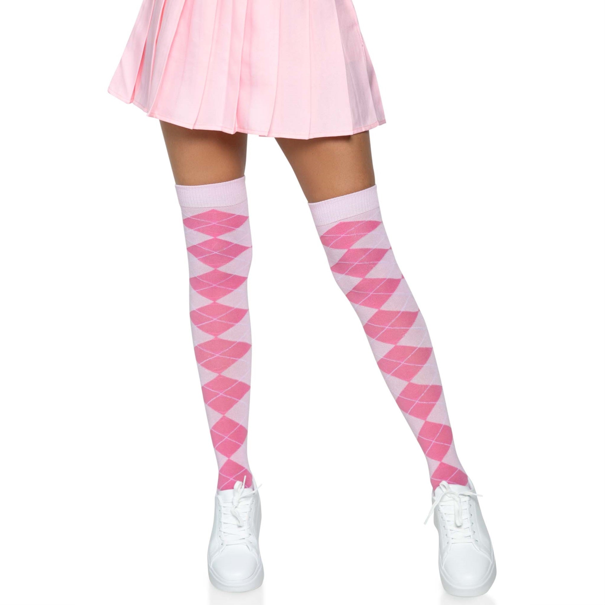 Argyle knit over the knee sock