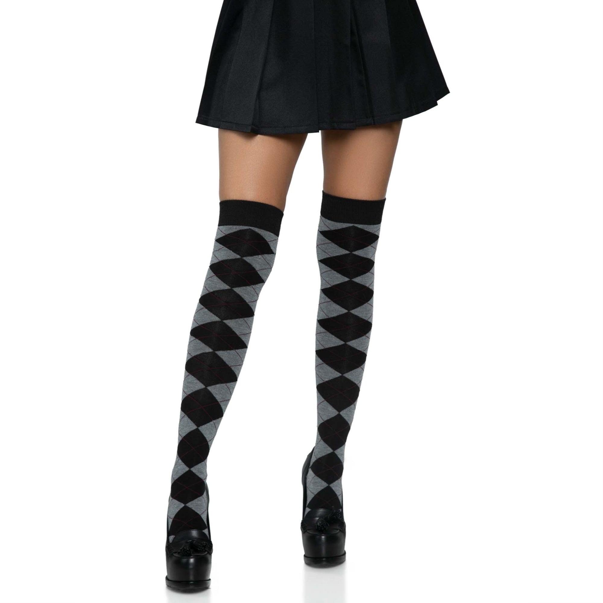 Argyle knit over the knee sock