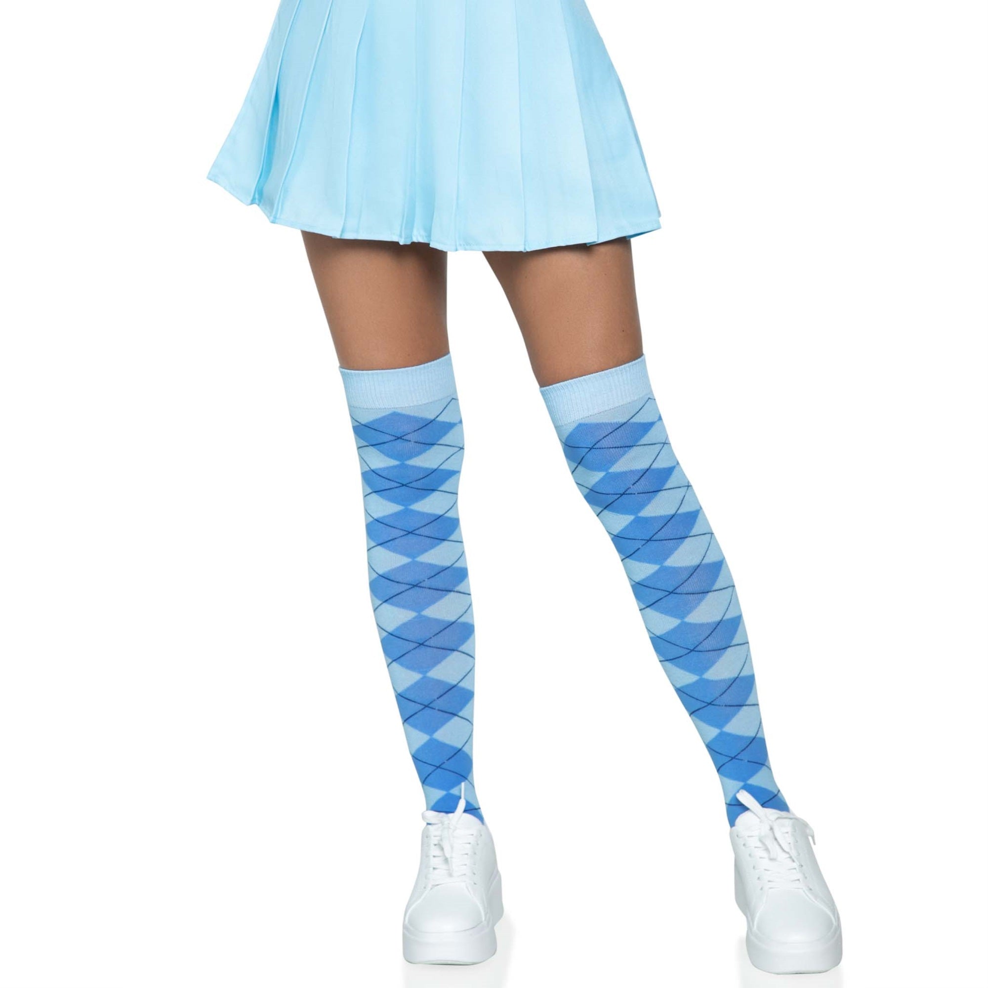 Argyle knit over the knee sock