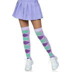 Argyle knit over the knee sock