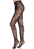 Seamless chantilly floral lace tights.