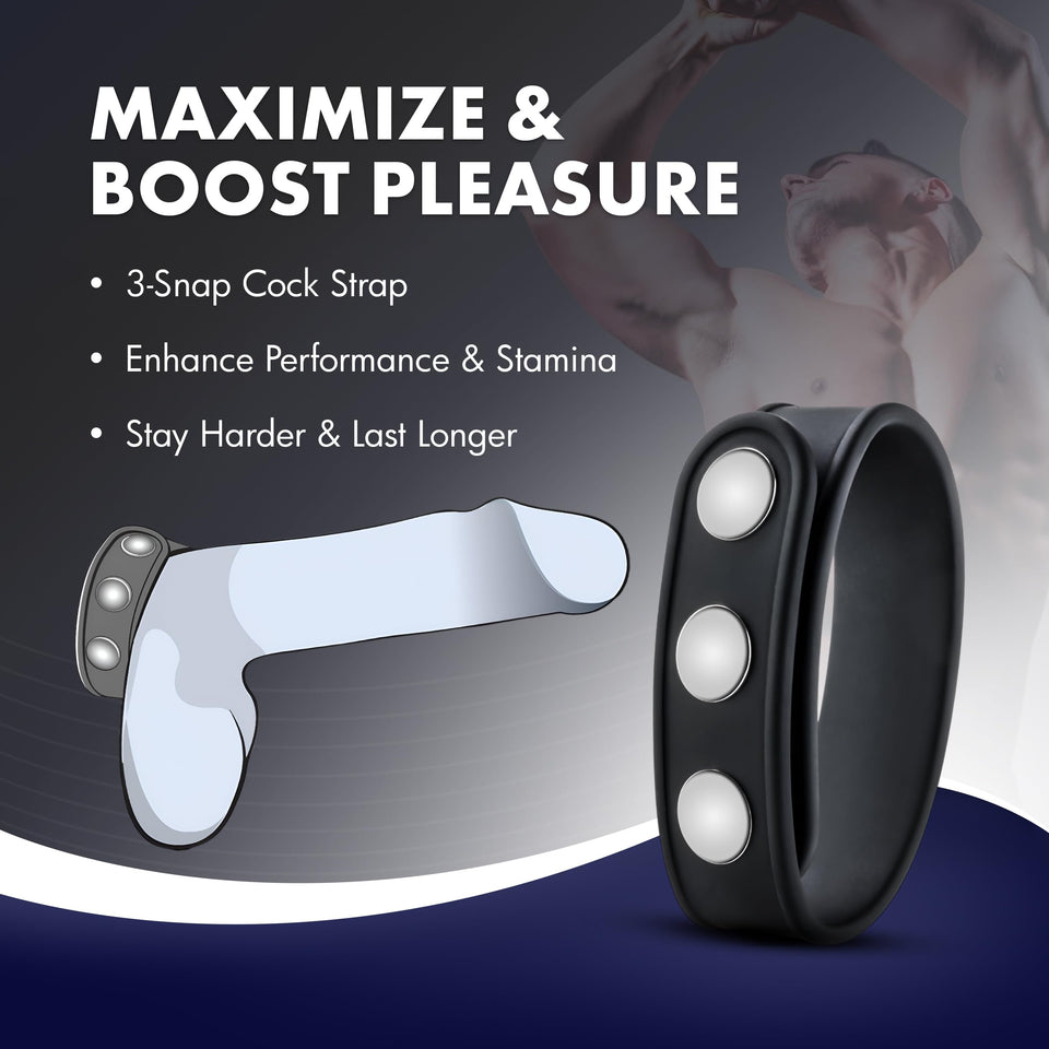 Blush Performance Silicone 3 Snap Cock Ring Strap - Universal Fit