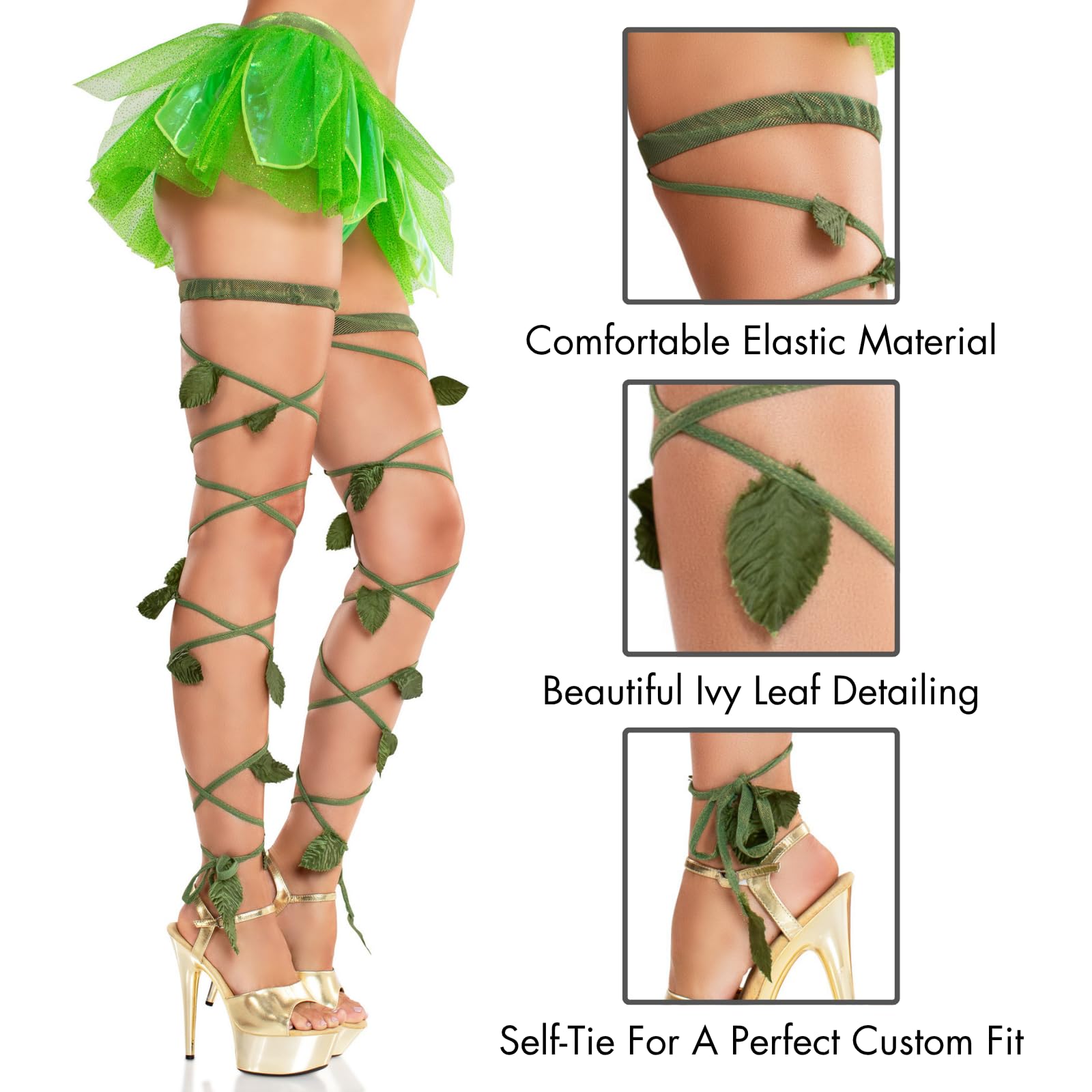 Ivy shimmer garter leg wraps