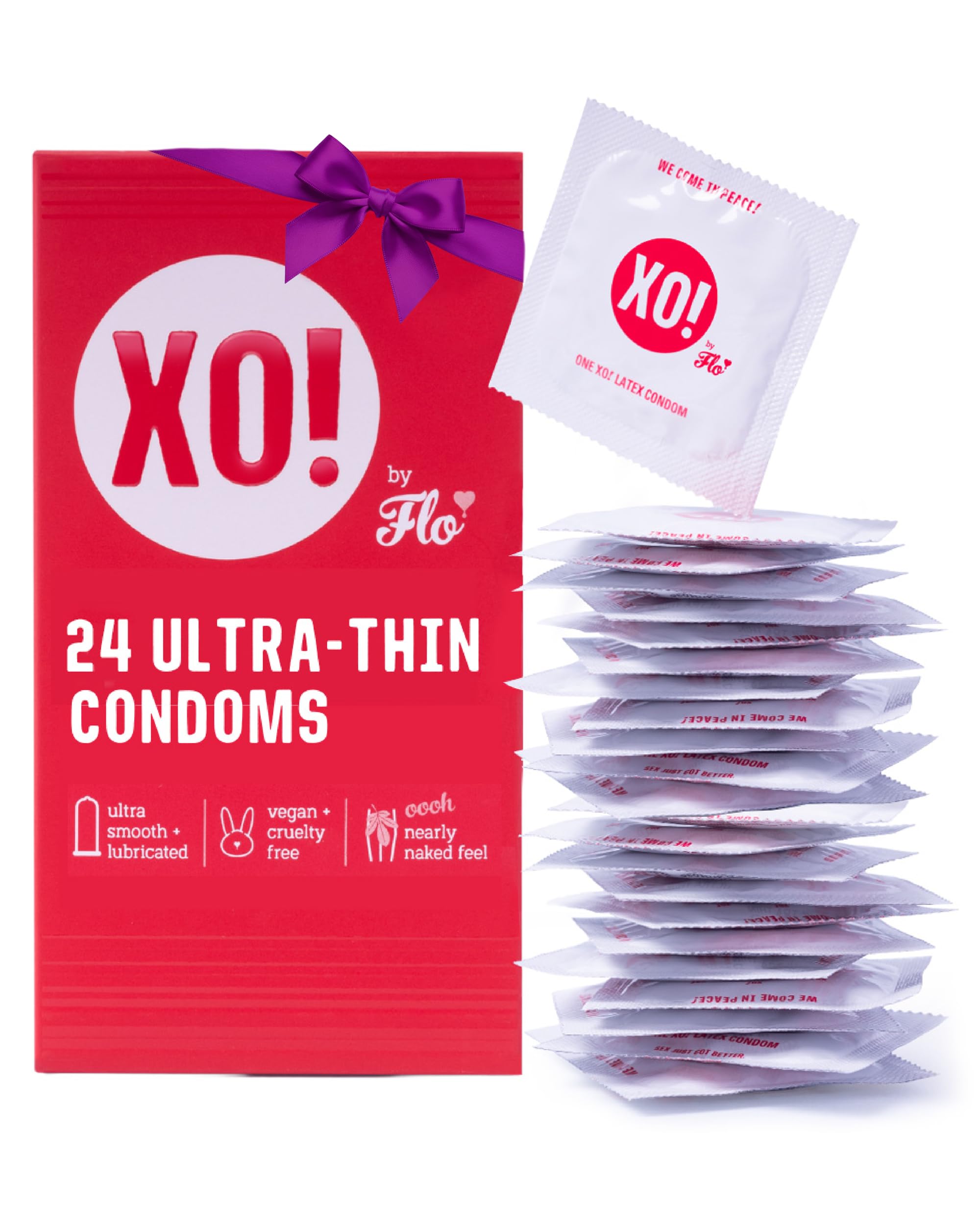 XO! Ultra-Thin Righteous Rubber Condoms, PETA-certified Vegan, Fair-Trade Natural Latex, Cruelty Free, Parabens & Glycerin Free,