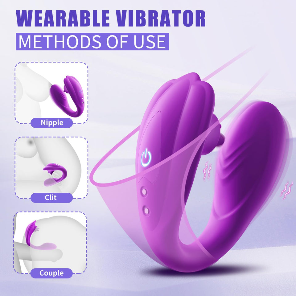 Remote Clitoral G-Spot Vibrator,Couples Vibrator with 10 Tongue Licking and 10 Vibration Modes Female Stimulator,Vibrating Sex T