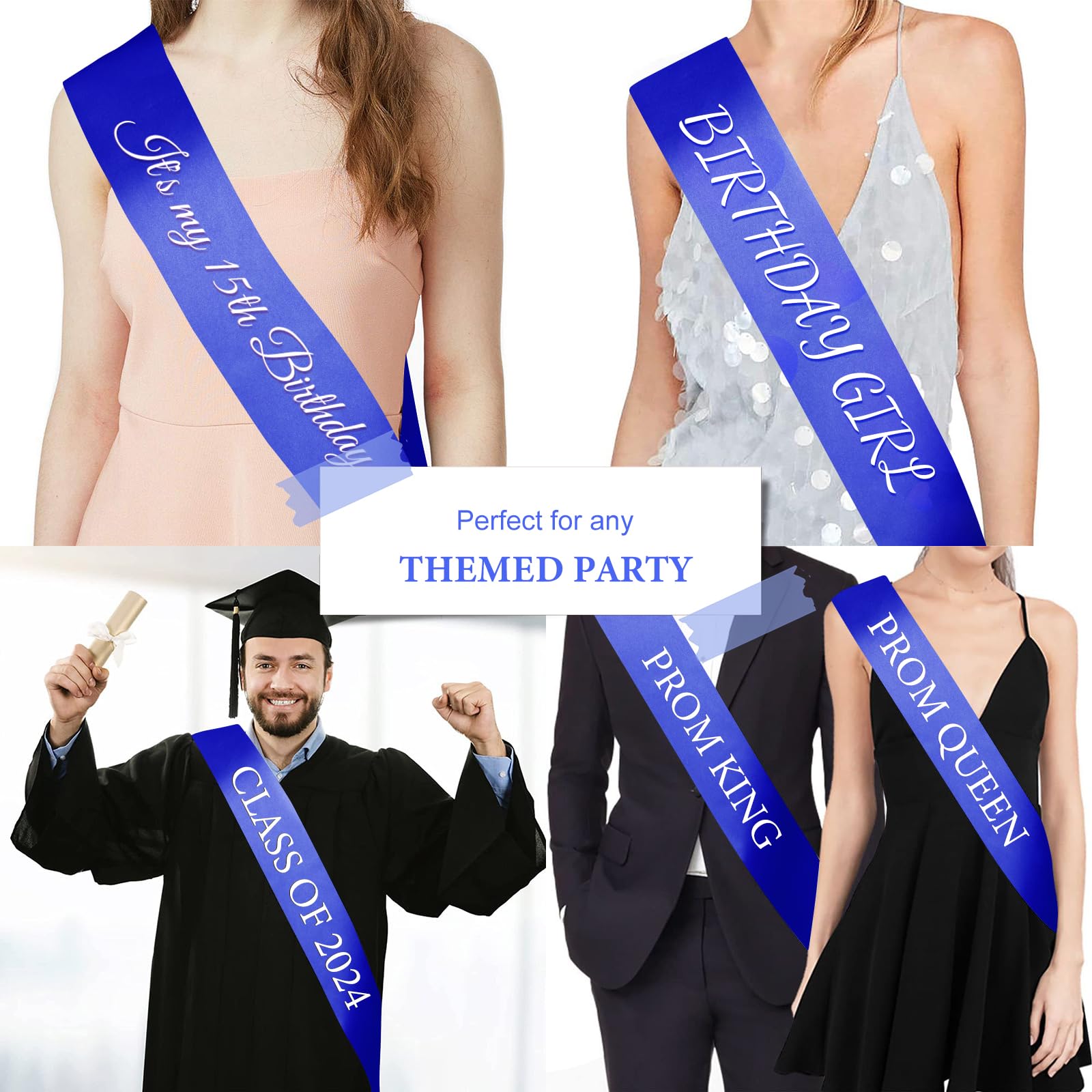 CIEHER Blue Sash Blank Satin Sash Bride Sash Custom Sash Prom Court Sash Mommy to Be Sash Birthday Sash Bride to Be Sash Bachelo